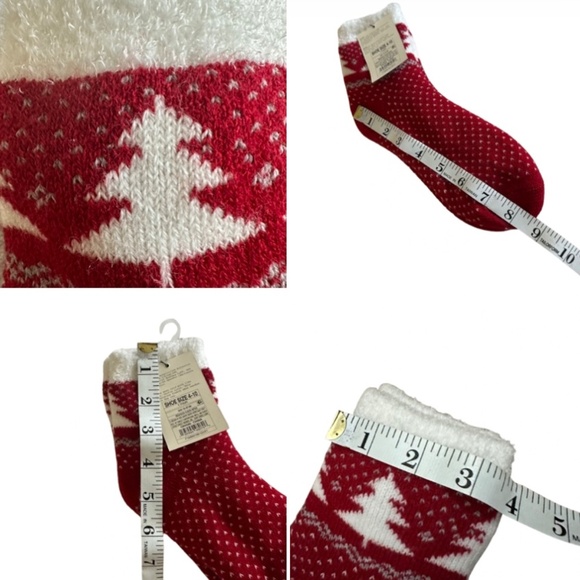 NWT a new day Women's Shoe Sz.4-10 Red/White Pattern Soft & Cozy Holiday Socks - Picture 5 of 8
